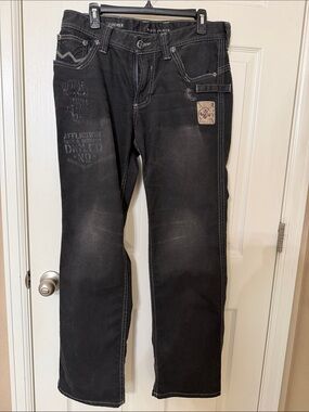 Affliction Black Straight-Leg Men's Jeans with Subtle Fading